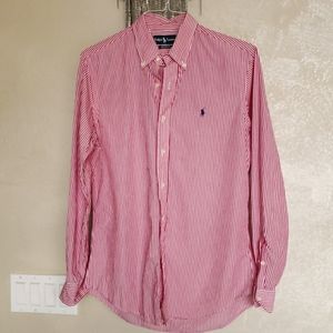 RALPH Lauren M red stripes button down shirt 100% cotton